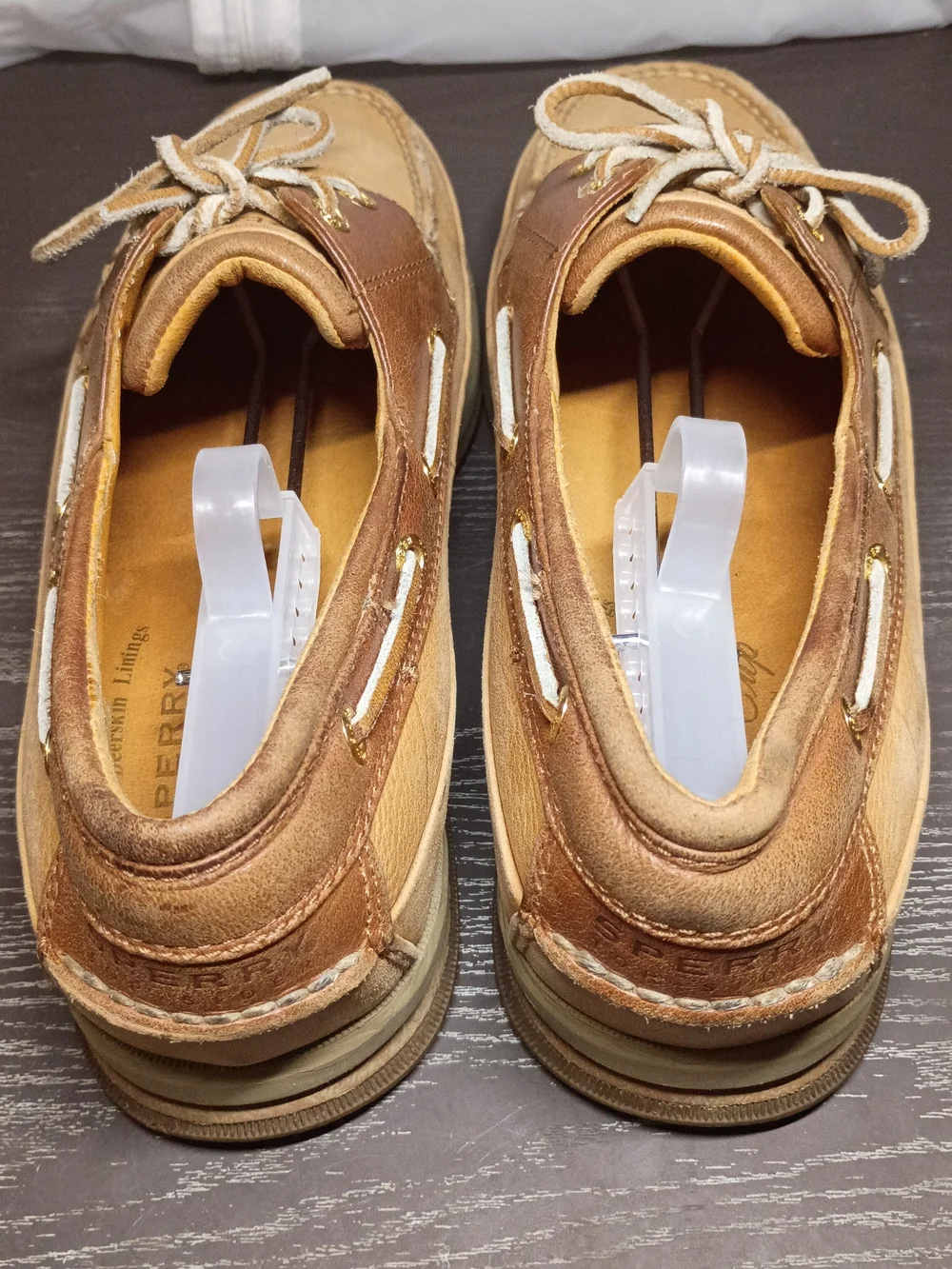 Sperry GOLD CUP Two-Tone Light Tan & Brown Leather Boat Shoes. Men's 9M